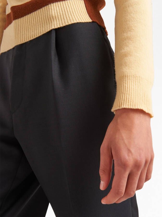 Prada Pantalon met geplooid detail Zwart