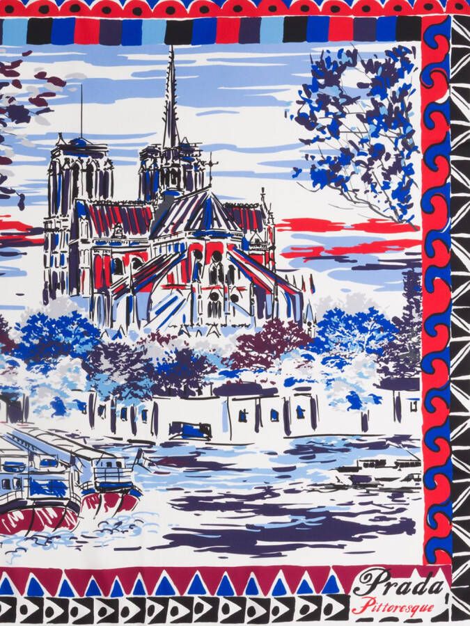 Prada Parijs sjaal met dessin Blauw