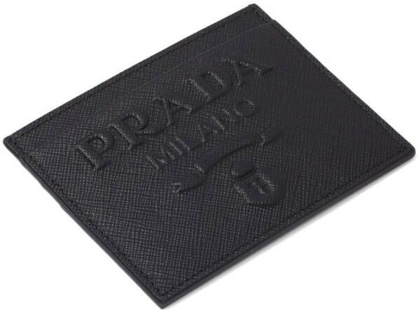 Prada Pasjeshouder met logo-reliëf Zwart