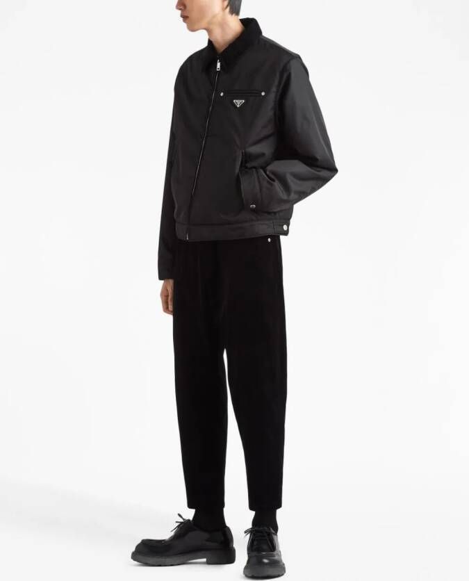 Prada Ribfluwelen broek met toelopende pijpen Zwart