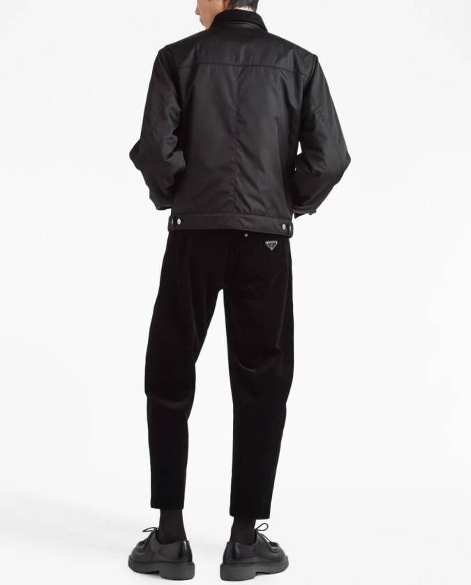 Prada Ribfluwelen broek met toelopende pijpen Zwart
