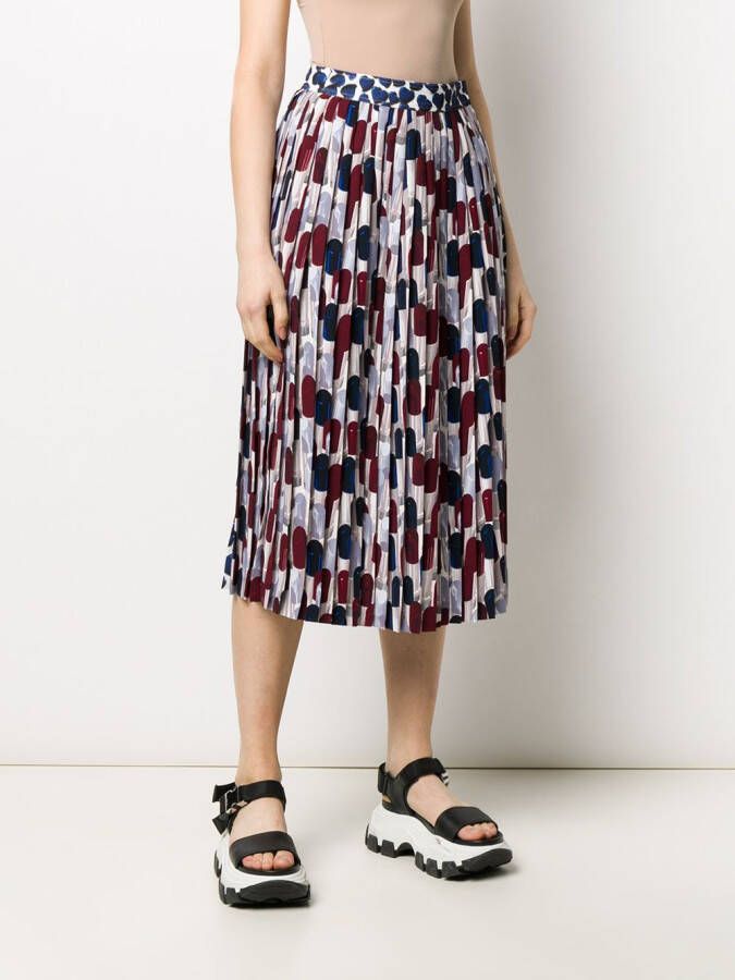 Prada Plooirok met abstracte print Blauw
