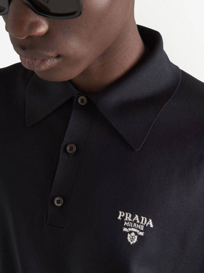 Prada Poloshirt met geborduurd logo Zwart