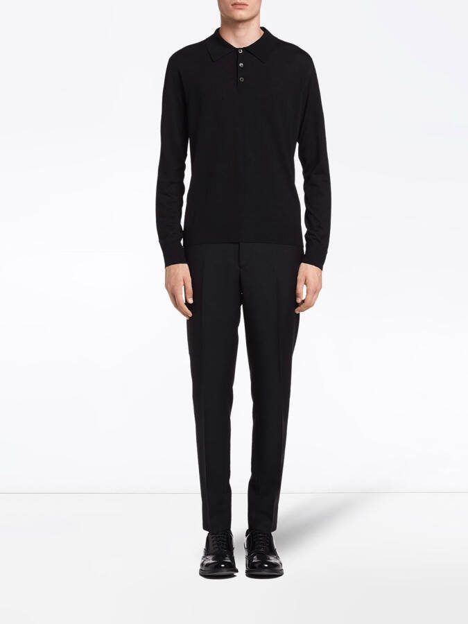 Prada Poloshirt van kamgaren wol Zwart