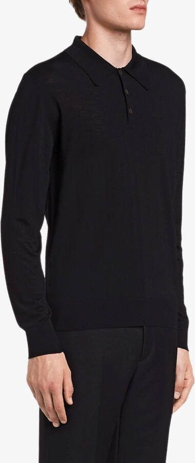 Prada Poloshirt van kamgaren wol Zwart