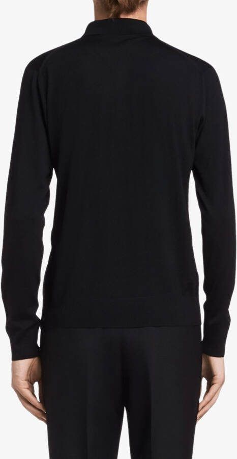Prada Poloshirt van kamgaren wol Zwart