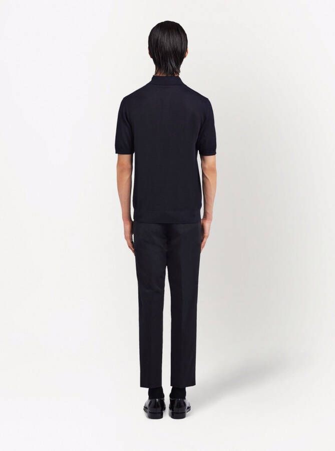 Prada Wollen poloshirt met geborduurd logo Blauw