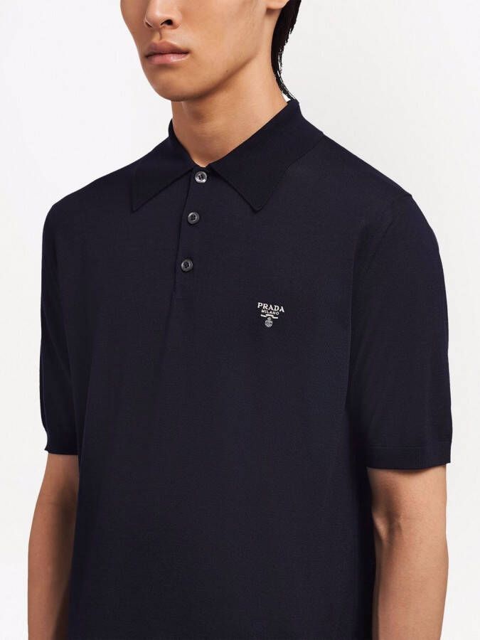 Prada Polotop met geborduurd logo Blauw