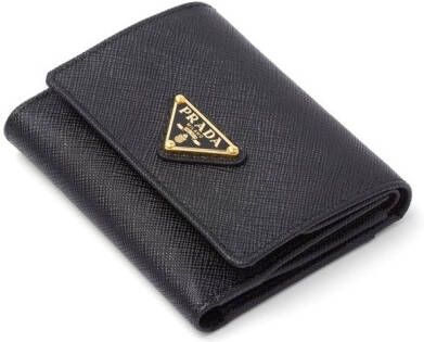 Prada Portemonnee met logoplakkaat Zwart