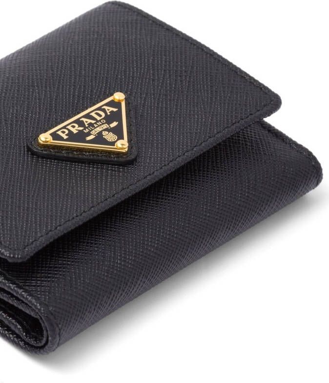 Prada Portemonnee met logoplakkaat Zwart