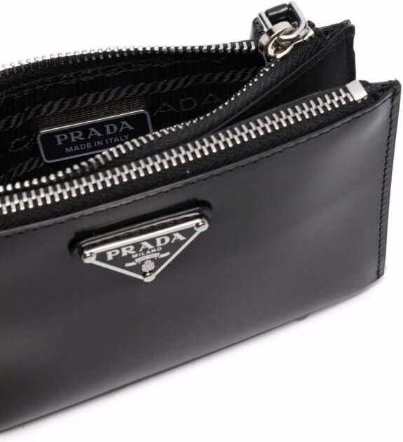 Prada Portemonnee met logoplakkaat Zwart