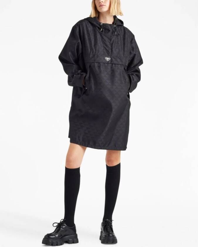Prada Printed nylon raincoat Zwart