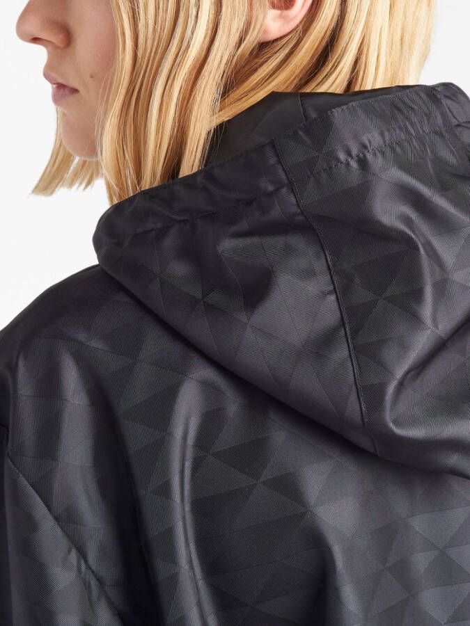 Prada Printed nylon raincoat Zwart