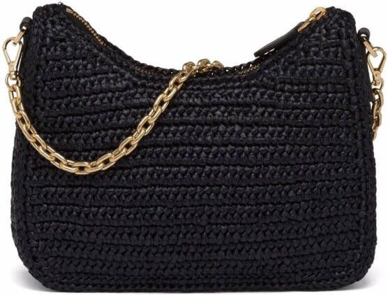 Prada Re-Edition 2005 raffia tas Zwart