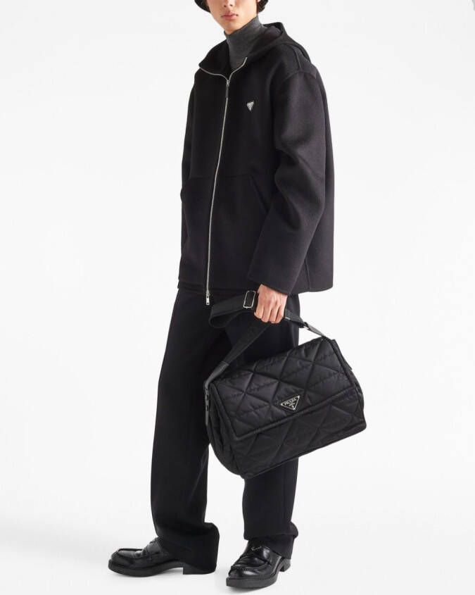 Prada Re-Nylon schoudertas met logoplakkaat Zwart