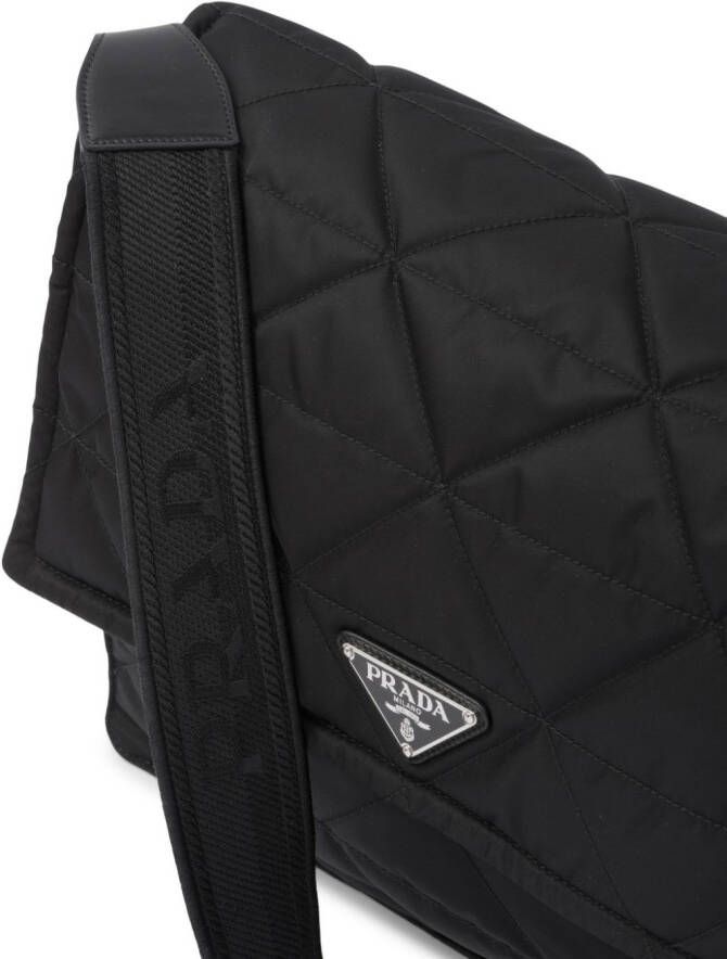Prada Re-Nylon schoudertas met logoplakkaat Zwart