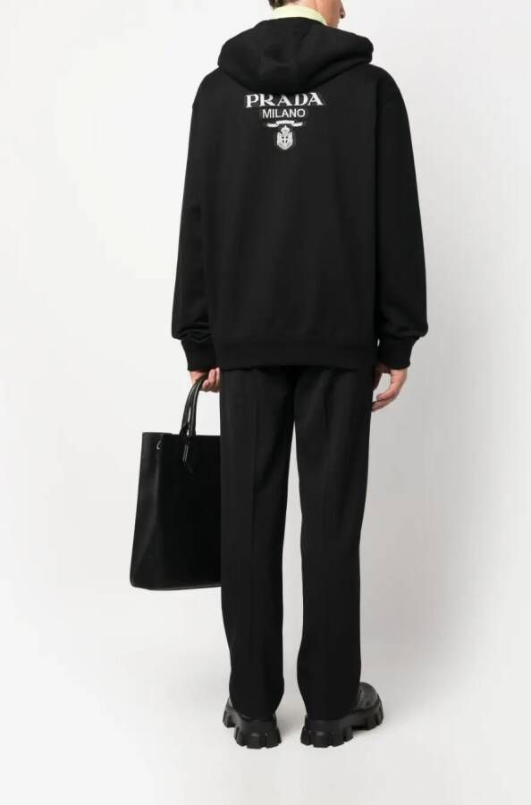 Prada Hoodie met logoprint Zwart