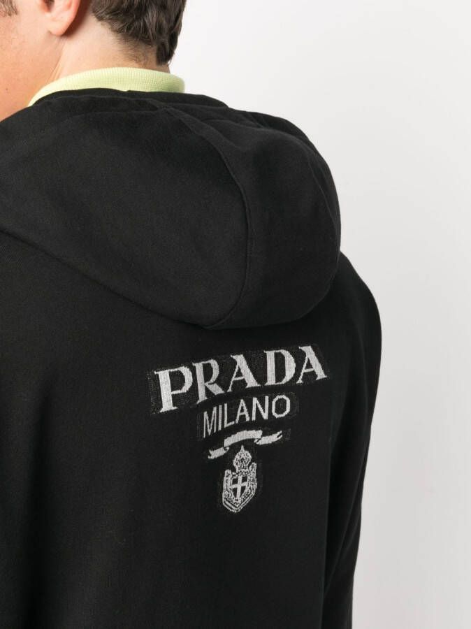 Prada Hoodie met logoprint Zwart