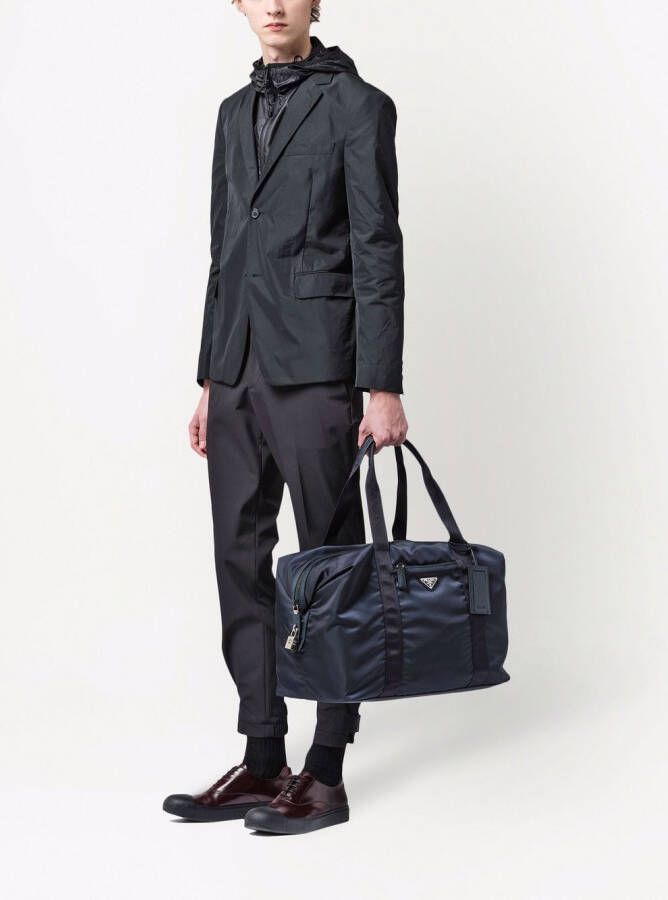 Prada Re-Nylon reistas met logo Blauw