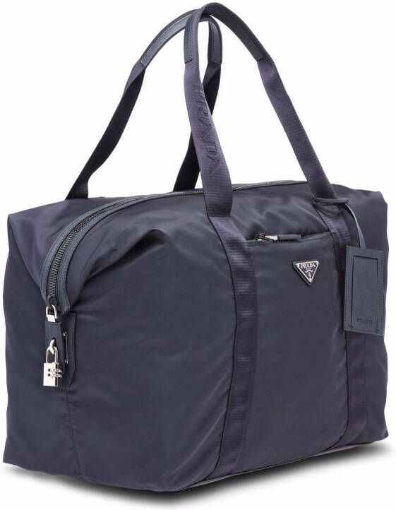Prada Re-Nylon reistas met logo Blauw