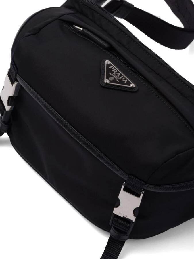 Prada Re-Nylon schoudertas met logo Zwart
