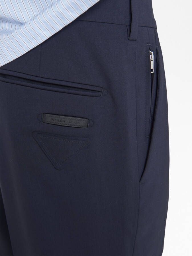 Prada Pantalon met logopatch Blauw