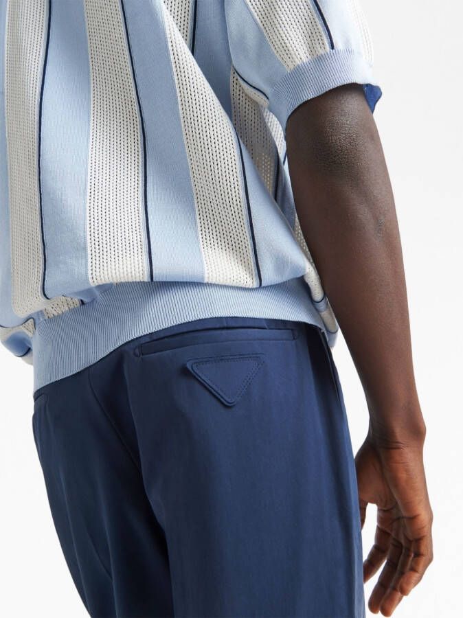 Prada Pantalon met logopatch Blauw