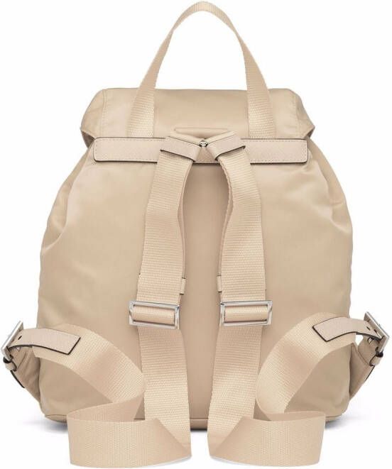 Prada Rugzak met logoplakkaat Beige