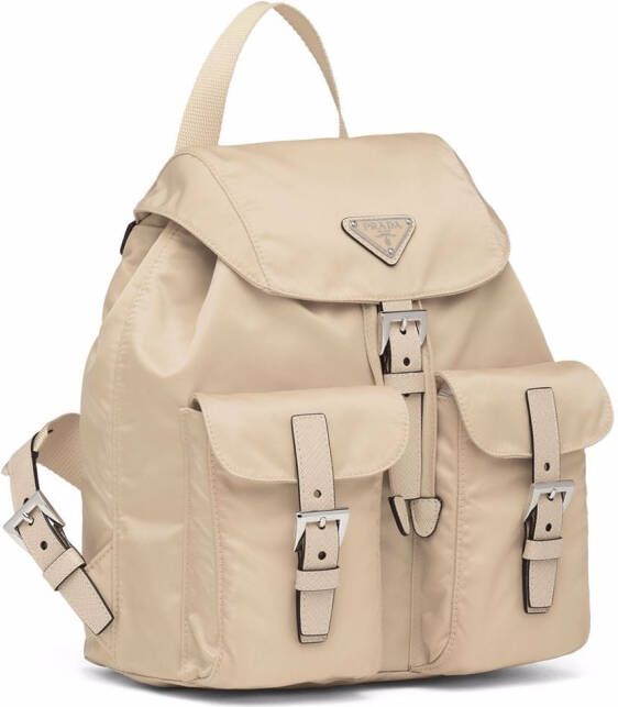 Prada Rugzak met logoplakkaat Beige