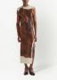 Prada Satijnen maxi-jurk met print Bruin - Thumbnail 2