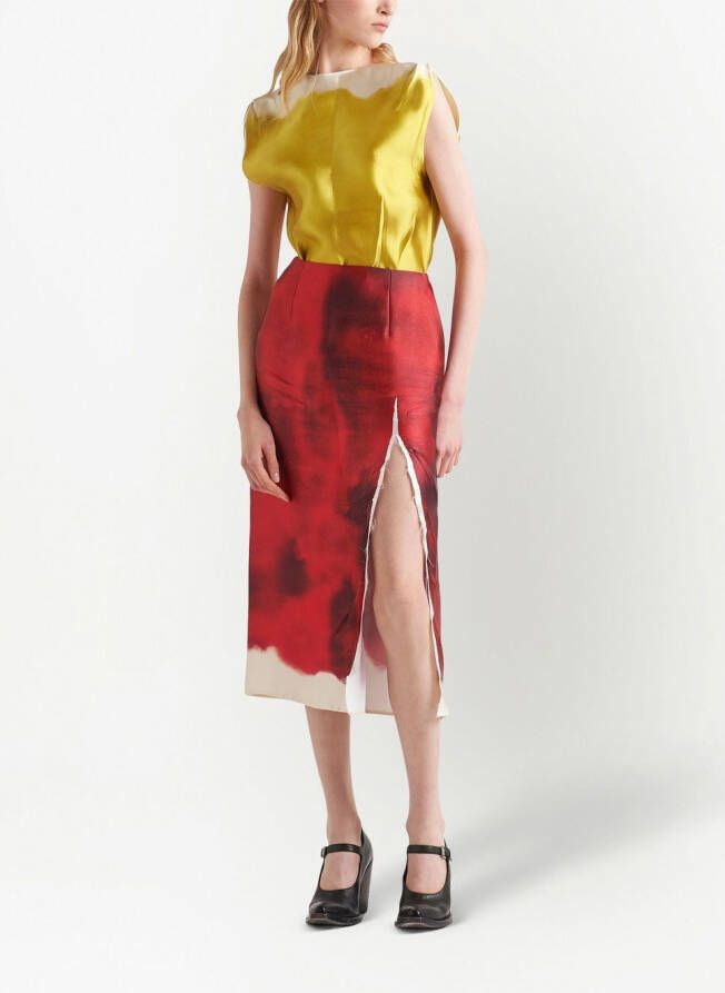 Prada Midi-rok met abstracte print Rood