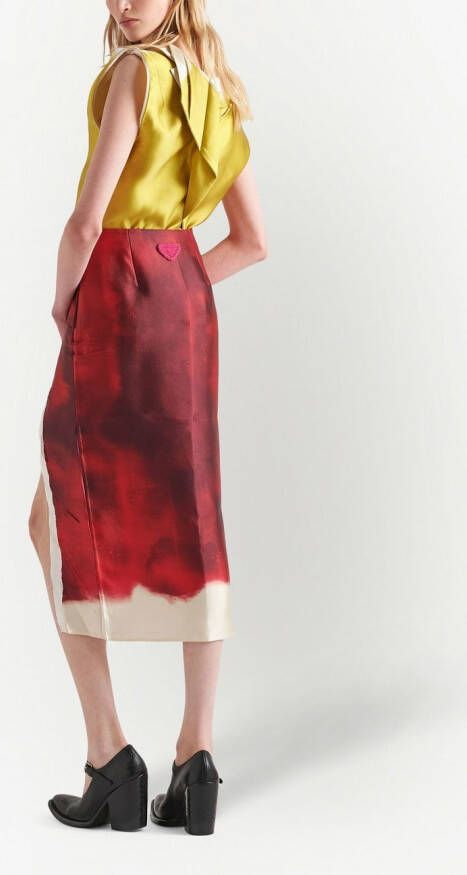 Prada Midi-rok met abstracte print Rood