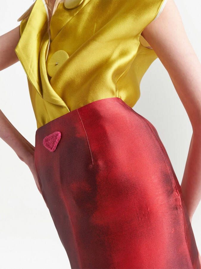 Prada Midi-rok met abstracte print Rood