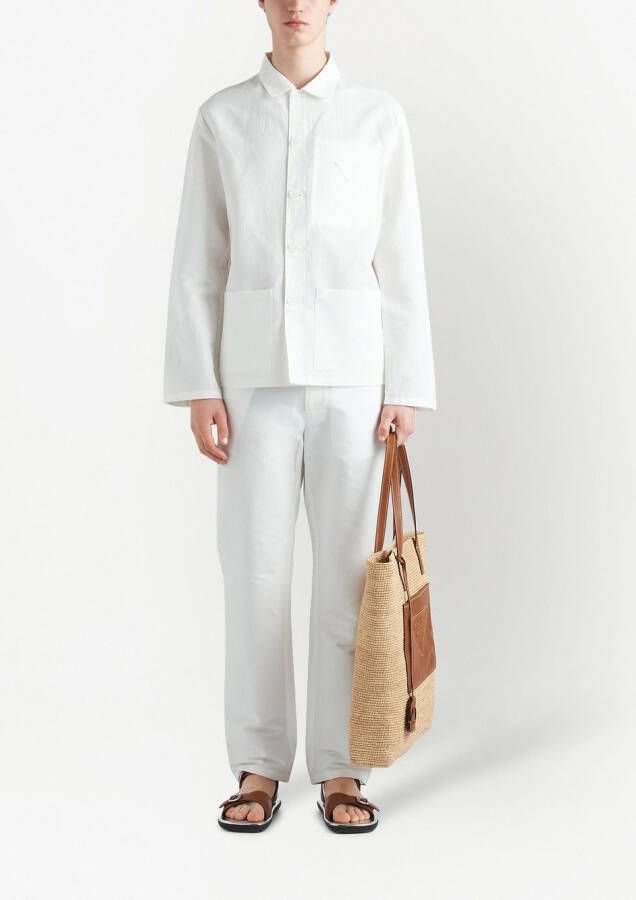 Prada Shirtjack met enkele rij knopen Wit