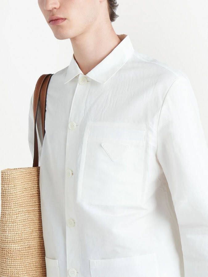 Prada Shirtjack met enkele rij knopen Wit