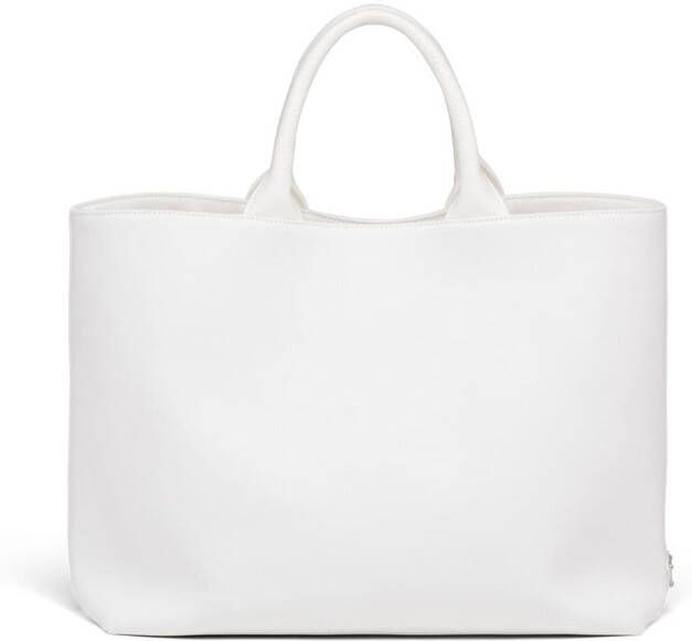 Prada Shopper met geborduurd logo Wit