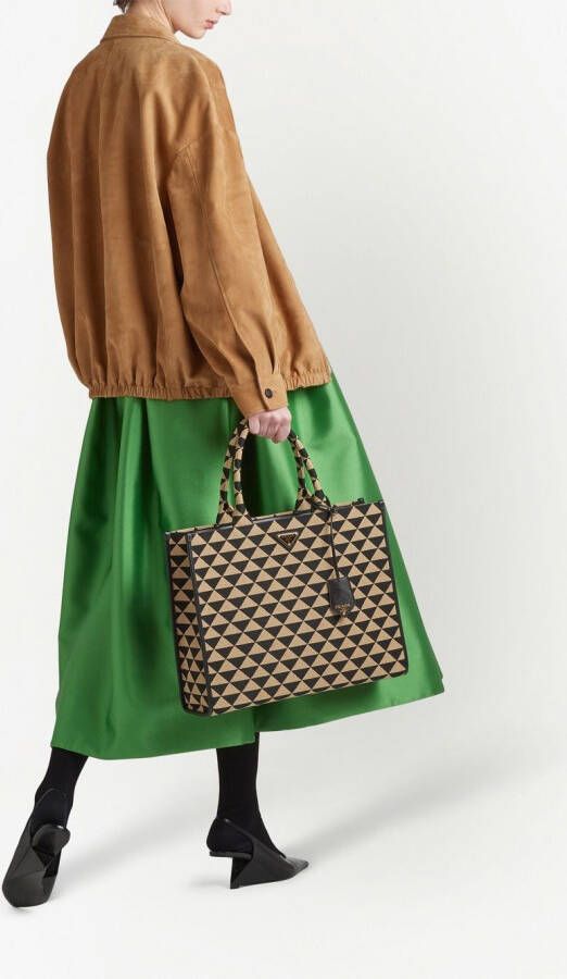 Prada Shopper met jacquard Zwart