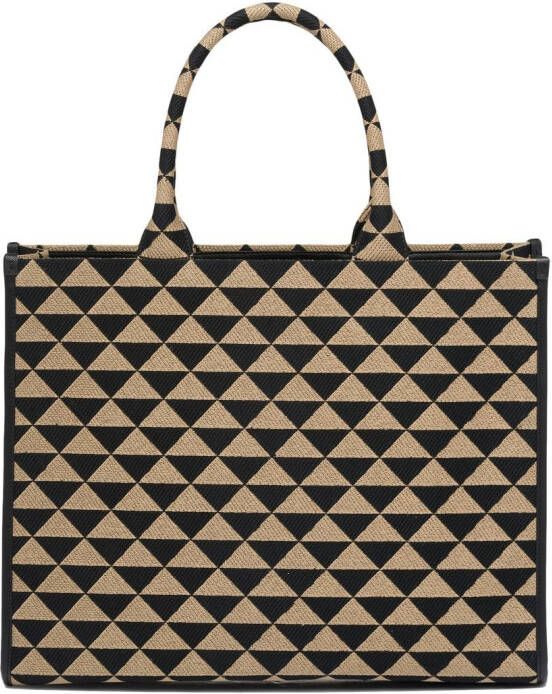 Prada Shopper met jacquard Zwart