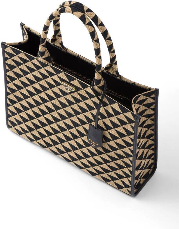 Prada Shopper met jacquard Zwart