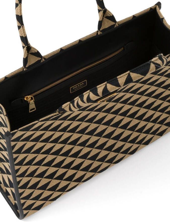 Prada Shopper met jacquard Zwart