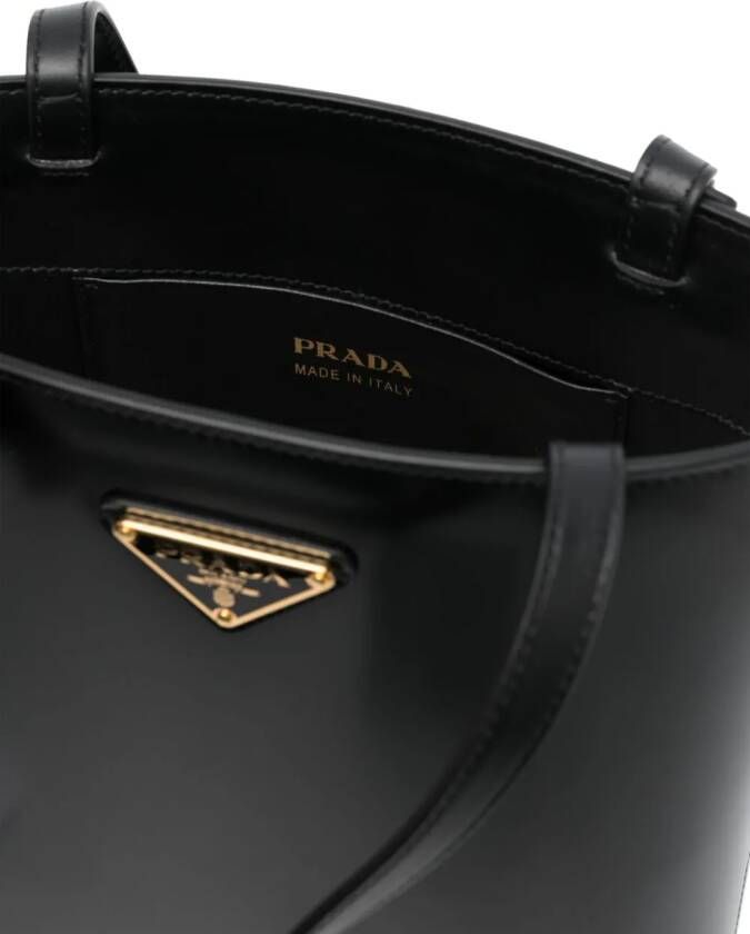 Prada Shopper met logo-plakkaat Zwart