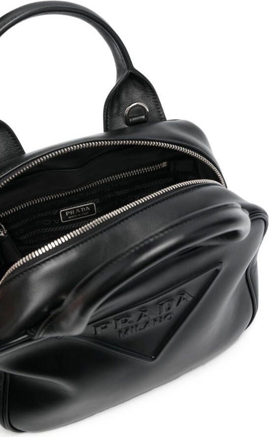 Prada Shopper met logo-reliëf Zwart
