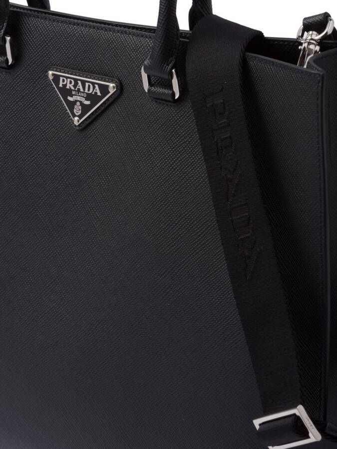 Prada Shopper met logopatch Zwart