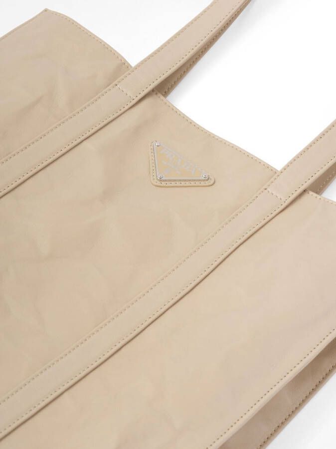 Prada Shopper van nappa leer Beige