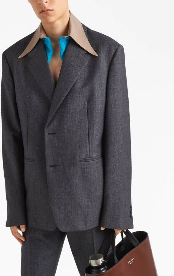 Prada Single-breasted wool jacket Grijs