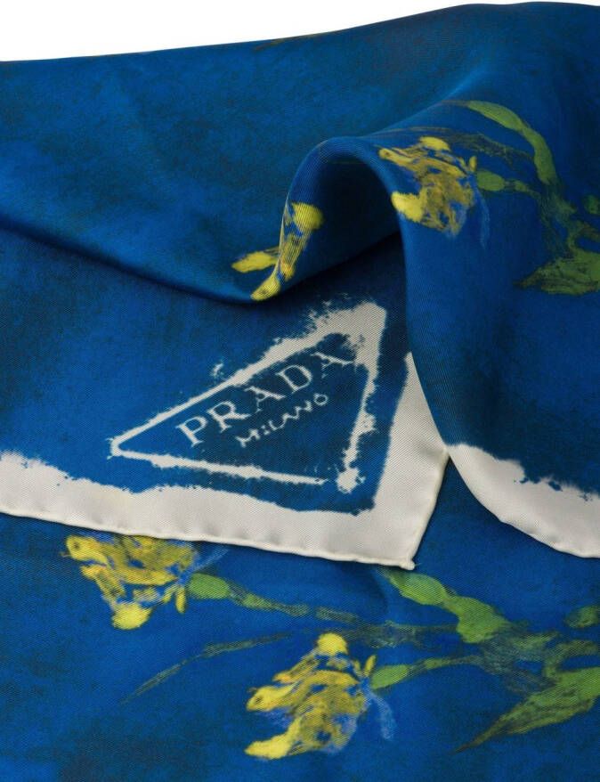 Prada Sjaal met bloemenprint Blauw