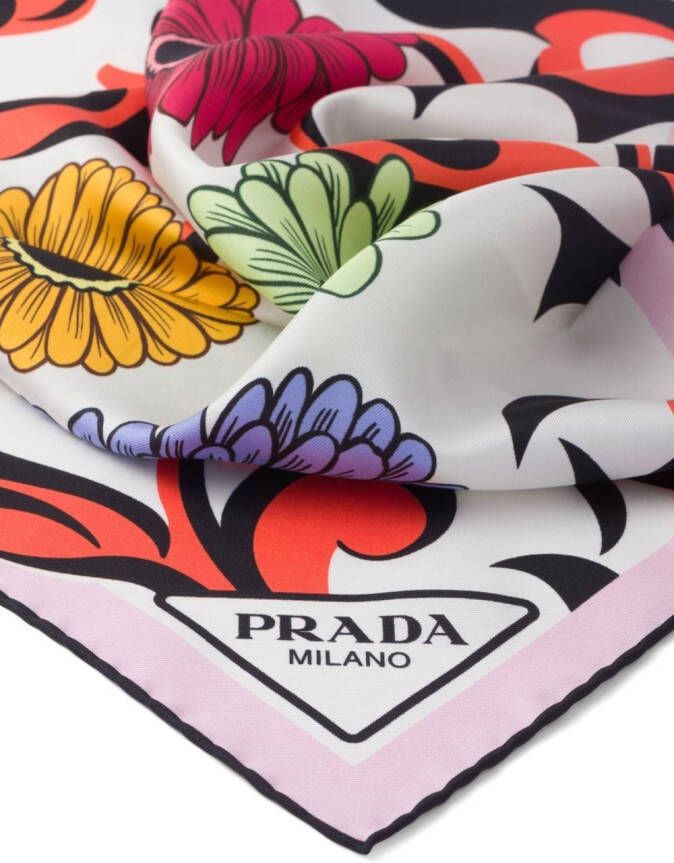 Prada Sjaal met bloemenprint Wit