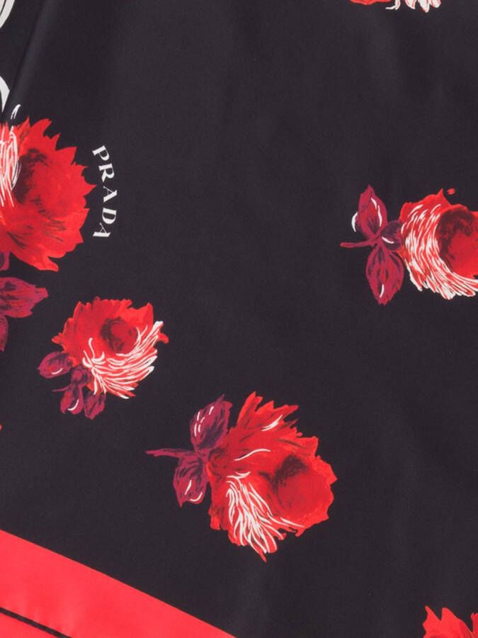 Prada Sjaal met bloemenprint Zwart