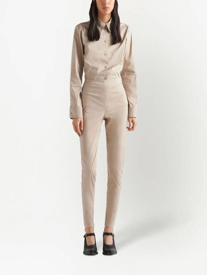 Prada High waist popeline broek Beige