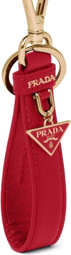 Prada Leren sleutelhanger met logo Rood
